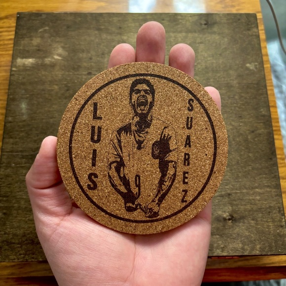Luis Suarez Laser Engraved Cork Coaster - Picture 3 of 5
